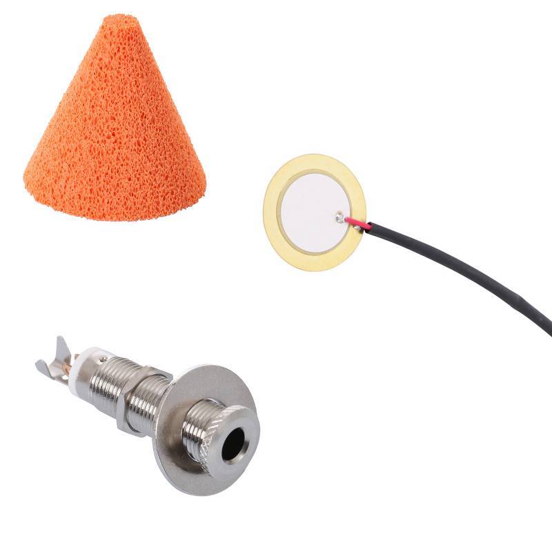 Drums trigger set: Oranje cone, piezo en connector jack